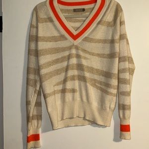 Brodie Cashmere Stripe Zebra Pattern V Neckline Small